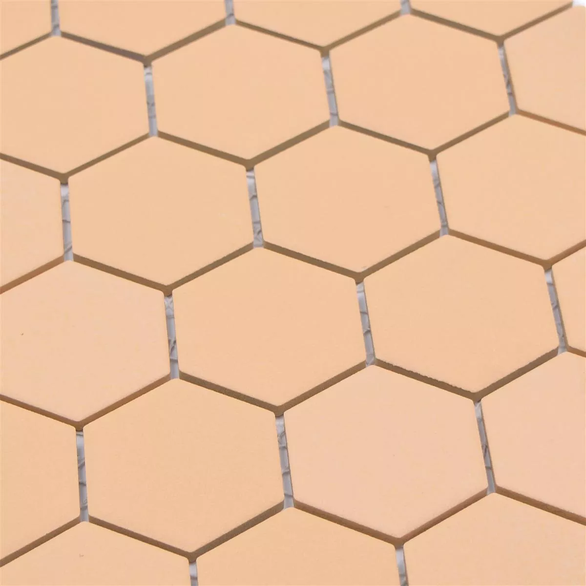 Muster von Keramikmosaik Bismarck R10B Hexagon Ocker Orange H51