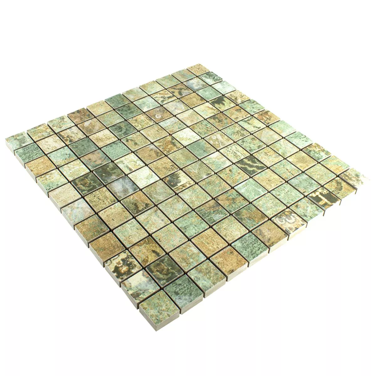 Ceramica Mosaico Piastrelle Moonlight Marrone Verde 25x25mm