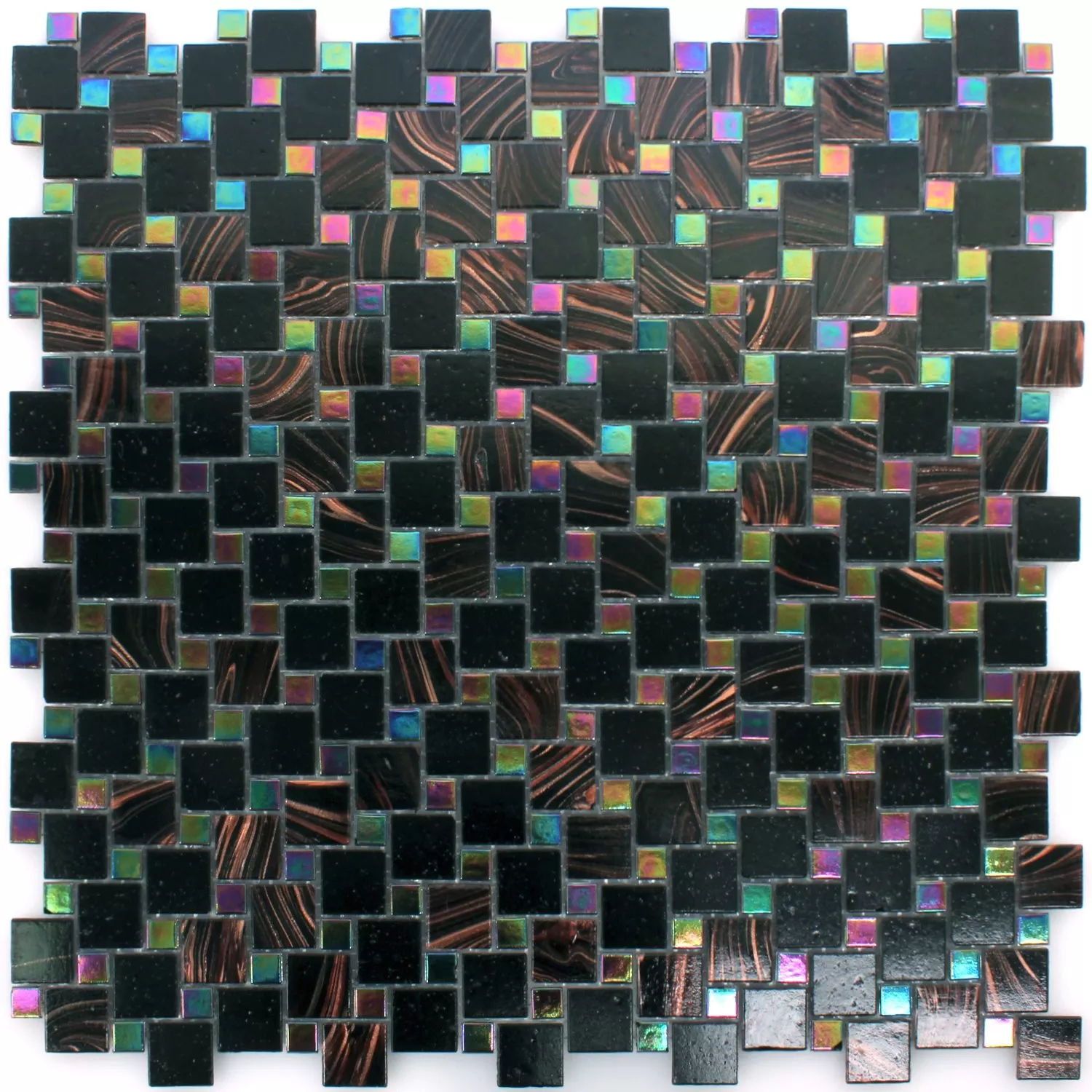 Mosaikfliesen Glas Tahiti Braun Schwarz Metallic