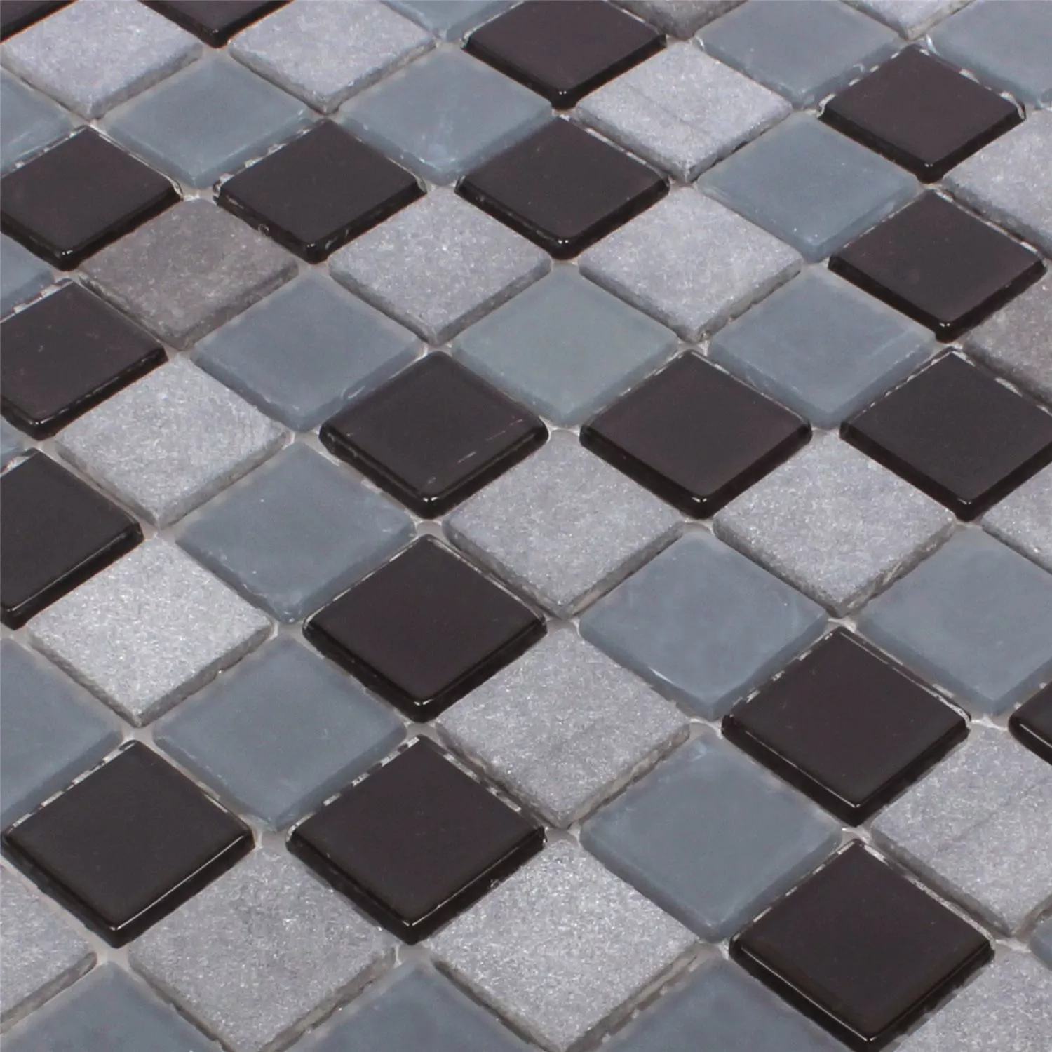 Échantillon Mosaïque Carrelage Marbre Verre Mix Kobra Noir Gris 