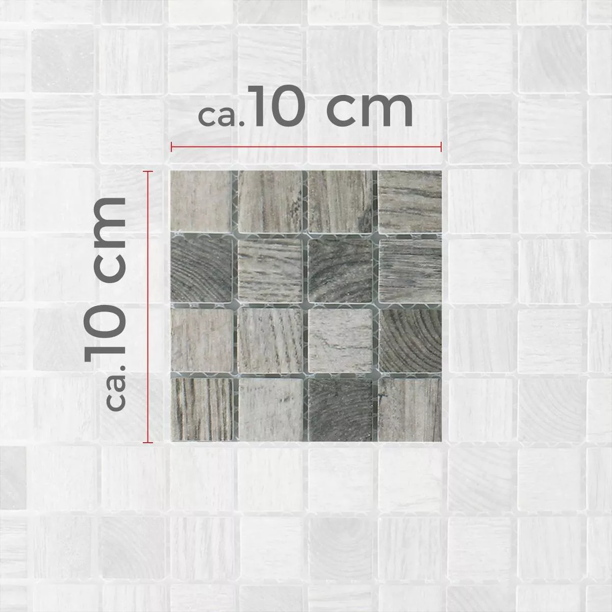 Campione Mosaico Vetro Valetta Struttura Legno Grigio Beige