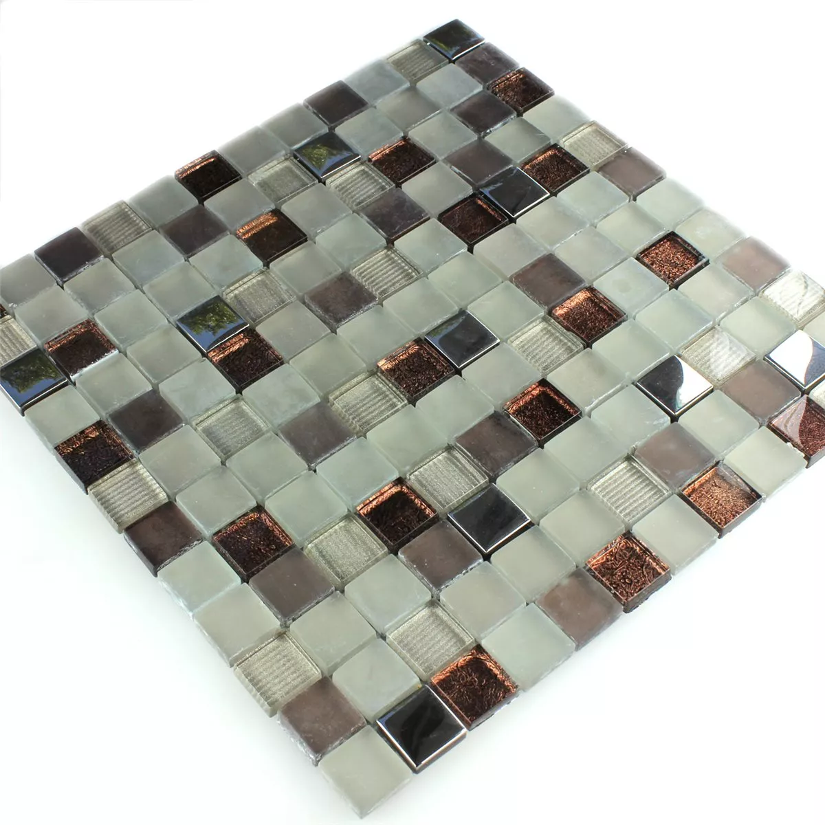 Glasmosaik Fliesen Braun Beige Silber Mix