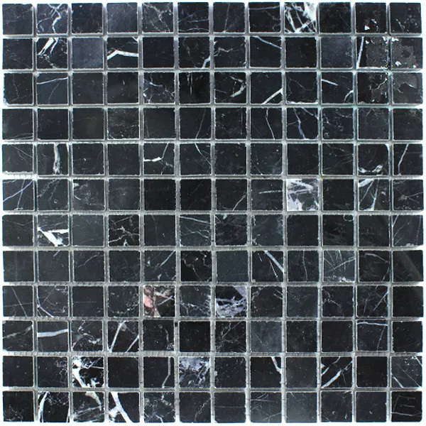 Mosaikfliesen Marmor 23x23x8mm Schwarz Poliert