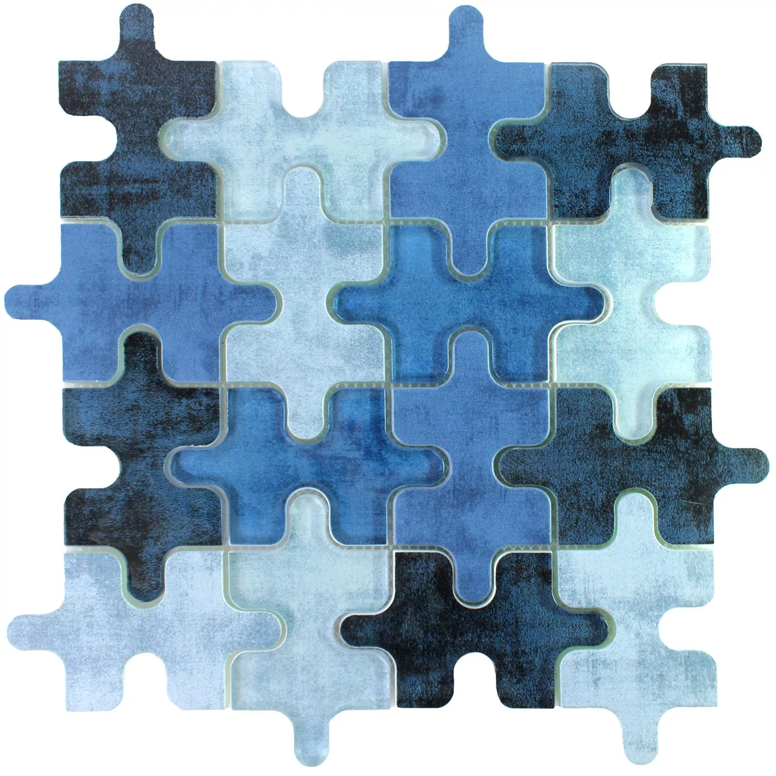 Mosaïque En Verre Carrelage Puzzle Bleu