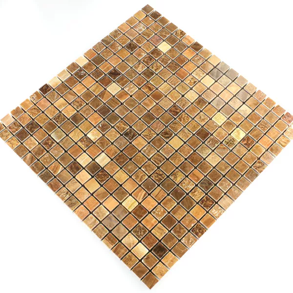 Mosaikfliesen Marmor Braun Poliert 15x15x7mm