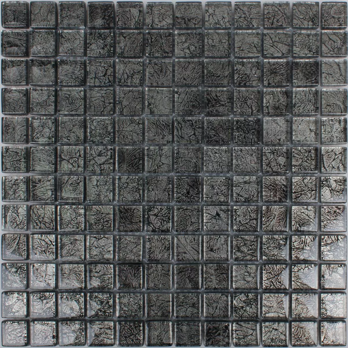 Mosaikfliesen Glas Kandila Schwarz 23x23x8mm