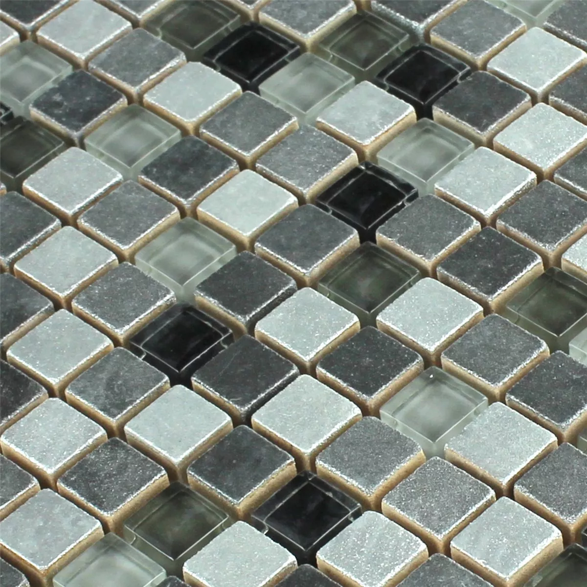 Muster von Mosaikfliesen Glas Naturstein Mix