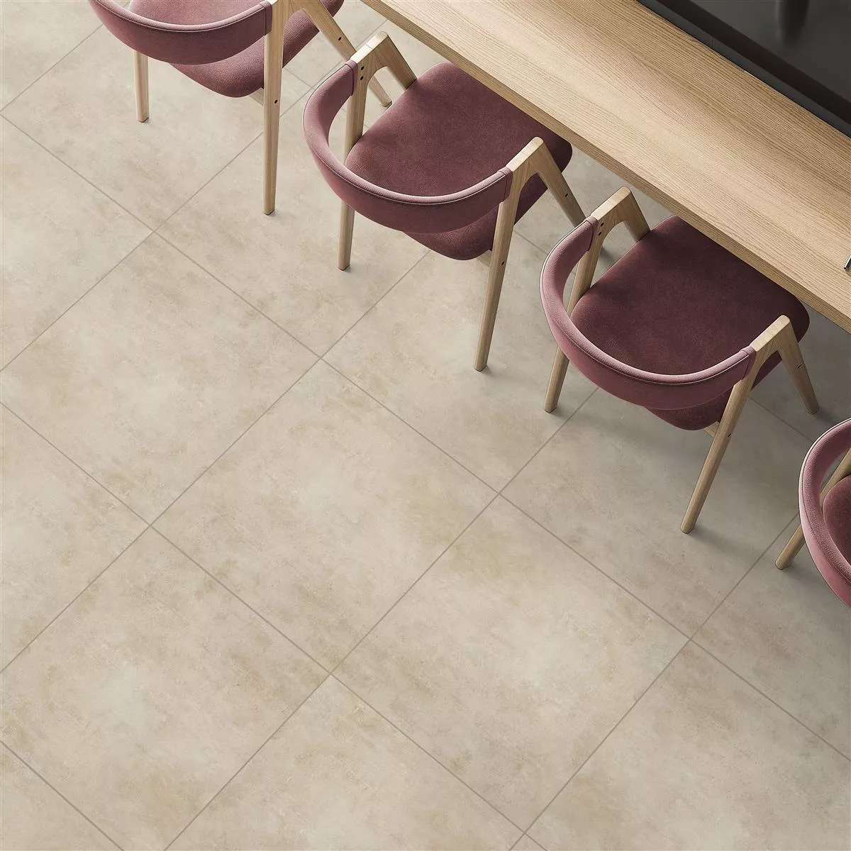 Muster von Bodenfliesen Assos Betonoptik R10/B Dunkelbeige 60x60cm