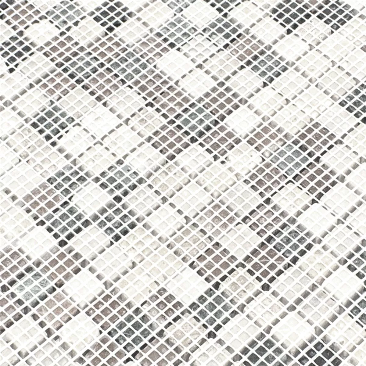 Muster von Glas Aluminium Resin Mosaikfliesen Stilo Silber