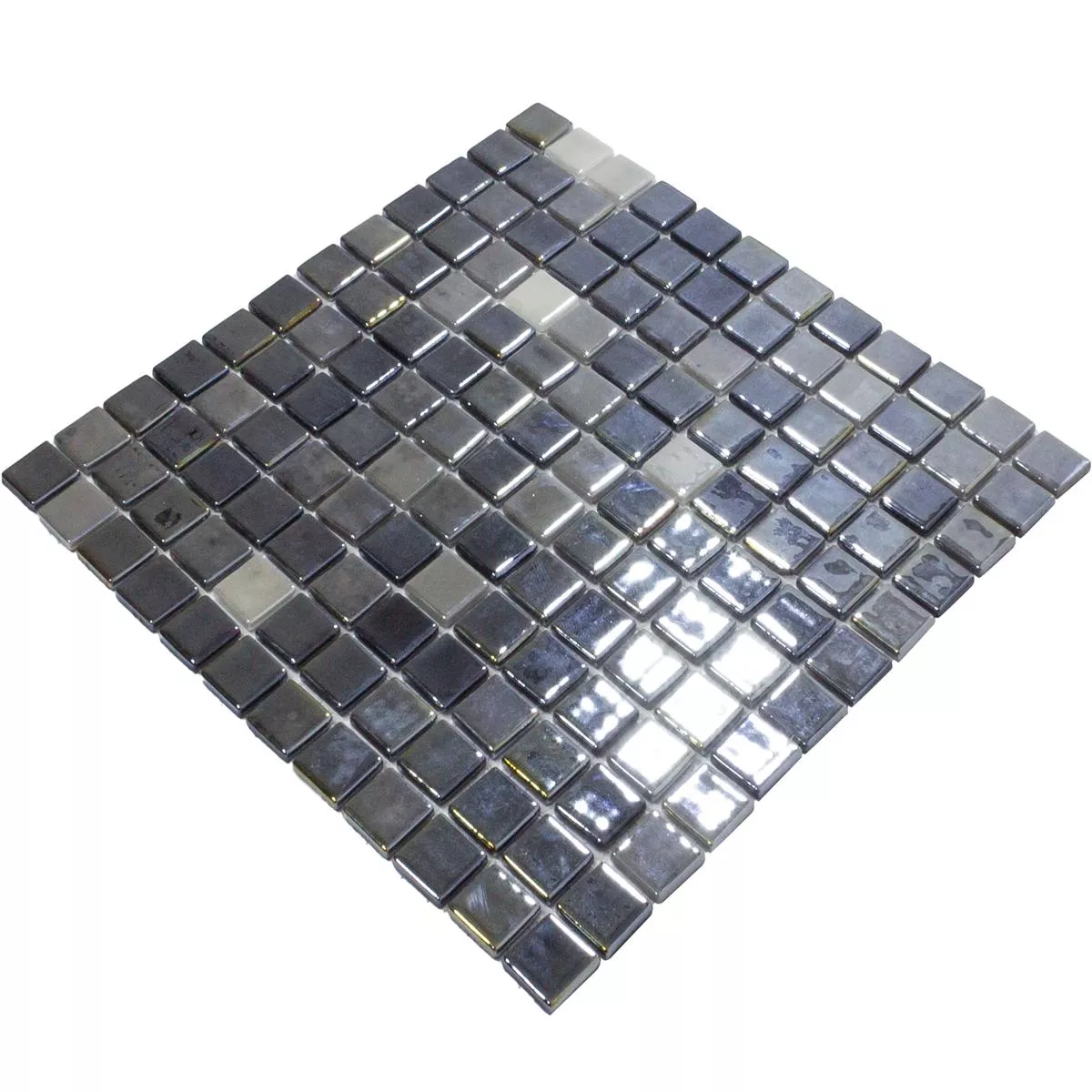 Campione Mosaico Di Vetro Piastrelle Silvertown Antracite Metallic 25x25mm