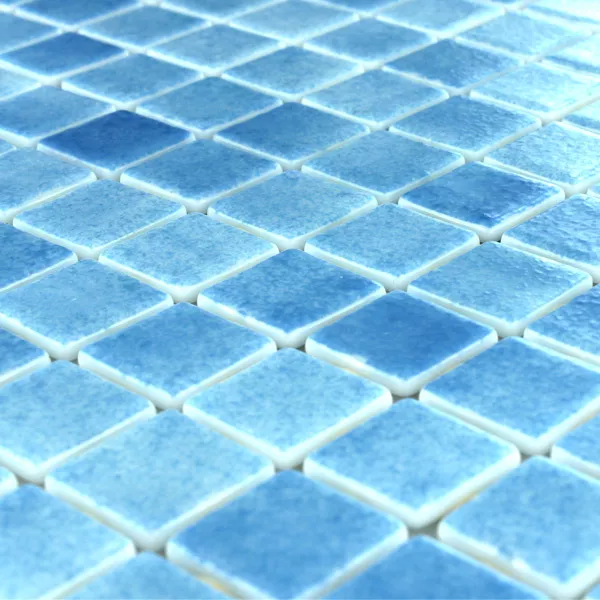 Glas Schwimmbad Pool Mosaik 25x25x4mm Hellblau Mix
