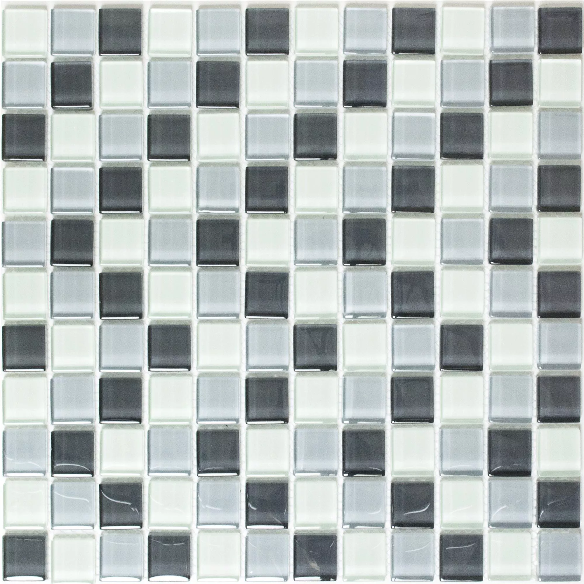 Mosaico Di Vetro Piastrella Alpha Grigio Bianco Piazza 25