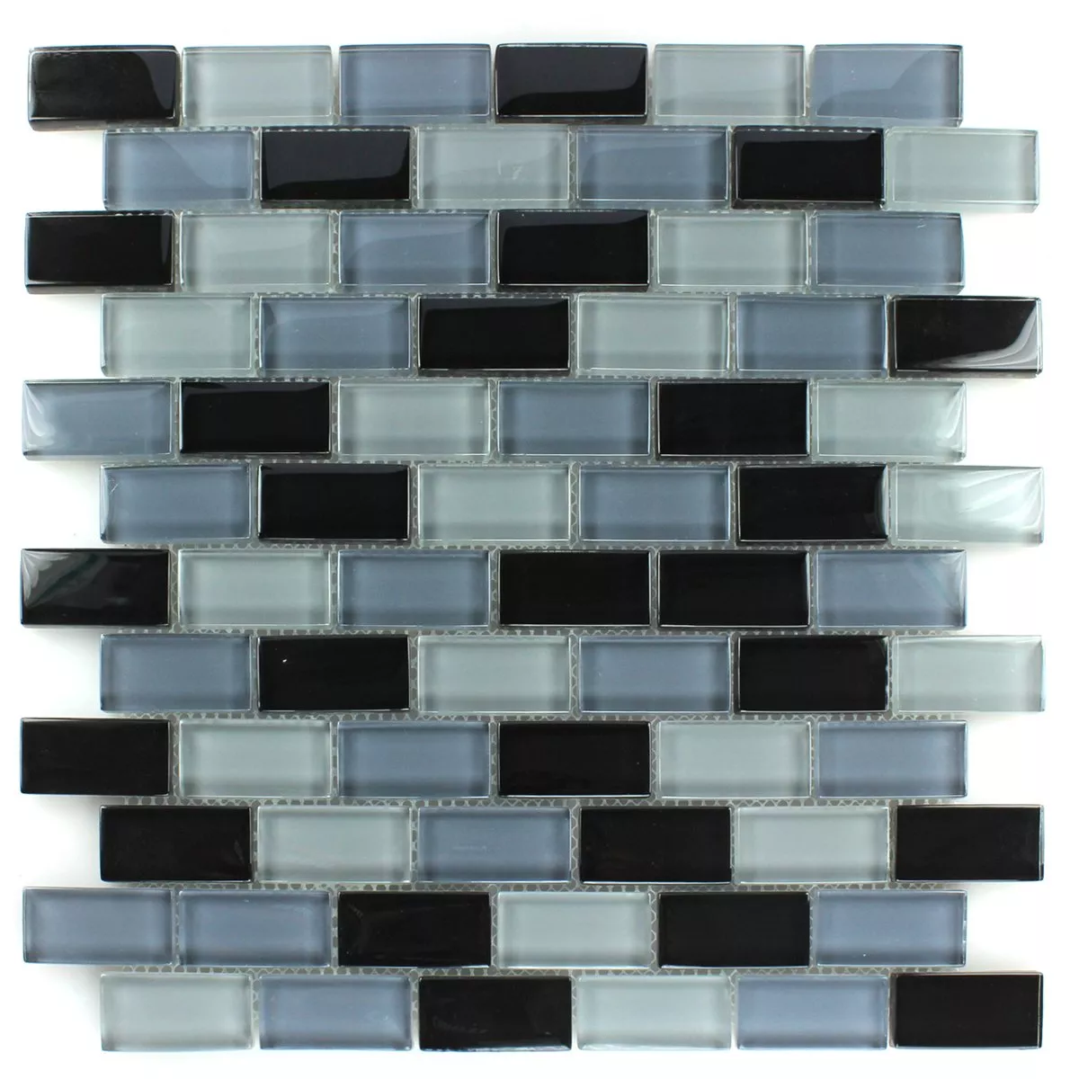 Muster von Mosaikfliesen Glas Crystal Brick Schwarz