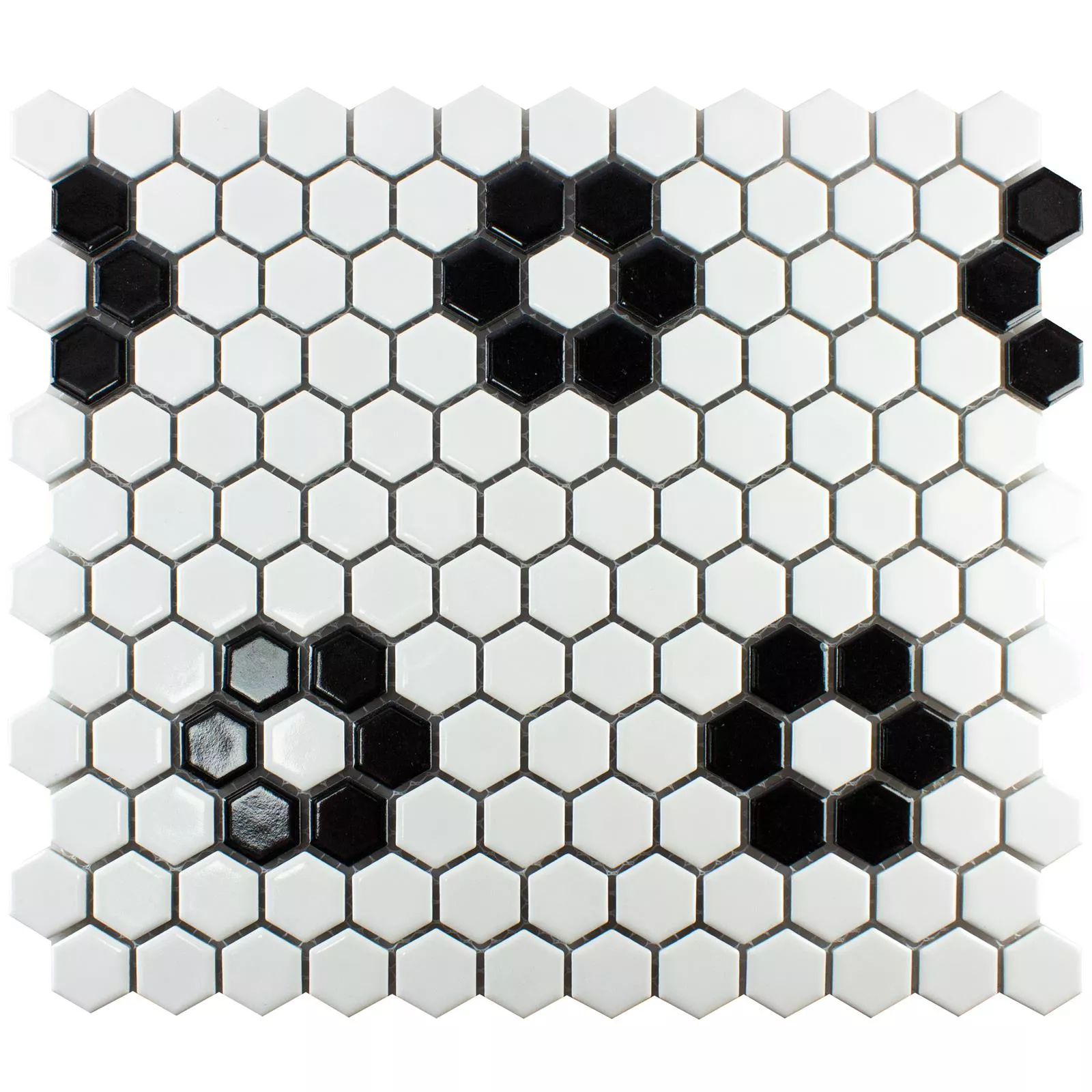 Ceramica Mosaico Carlsbad Fiori Nero Bianco