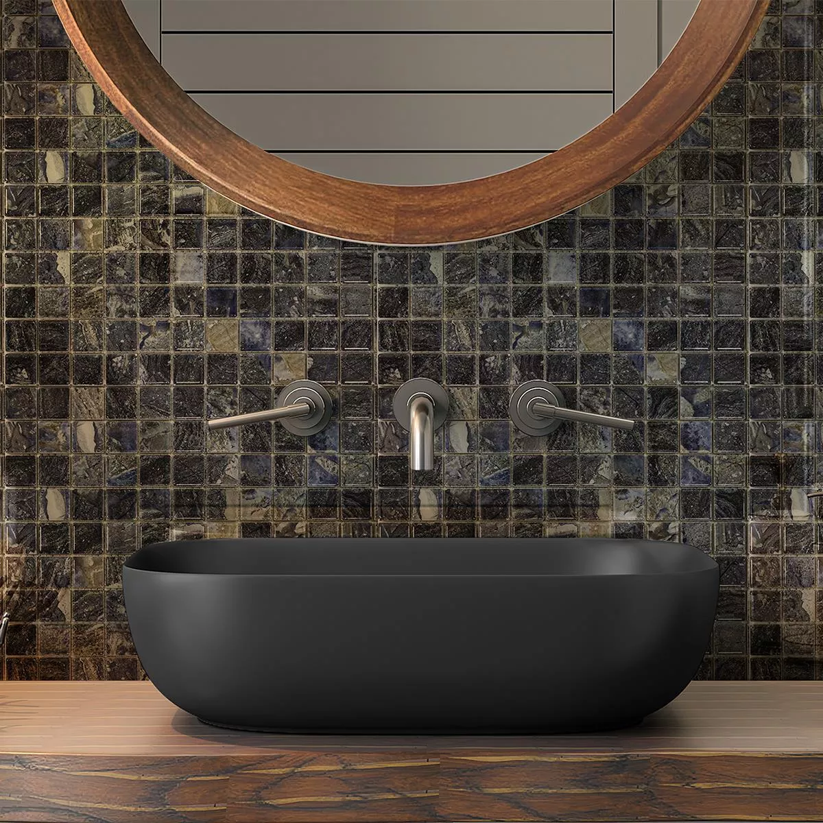 Ceramica Mosaico Piastrelle Elysium Marmo Ottica Blu Scuro 23