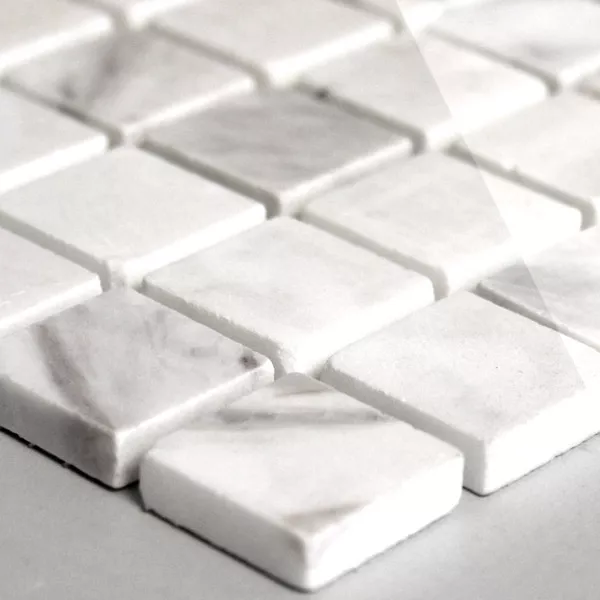 Mosaikfliesen Marmor 23x23x8mm Weiss Poliert