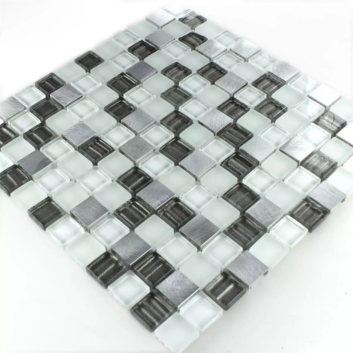 Mosaikfliesen Glas Aluminium Silber Grau
