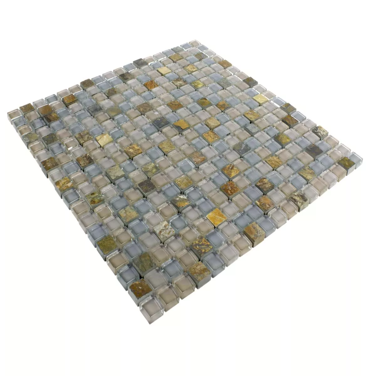 Muster von Mosaikfliesen Marmor Java Glasmix Apollo Braun 