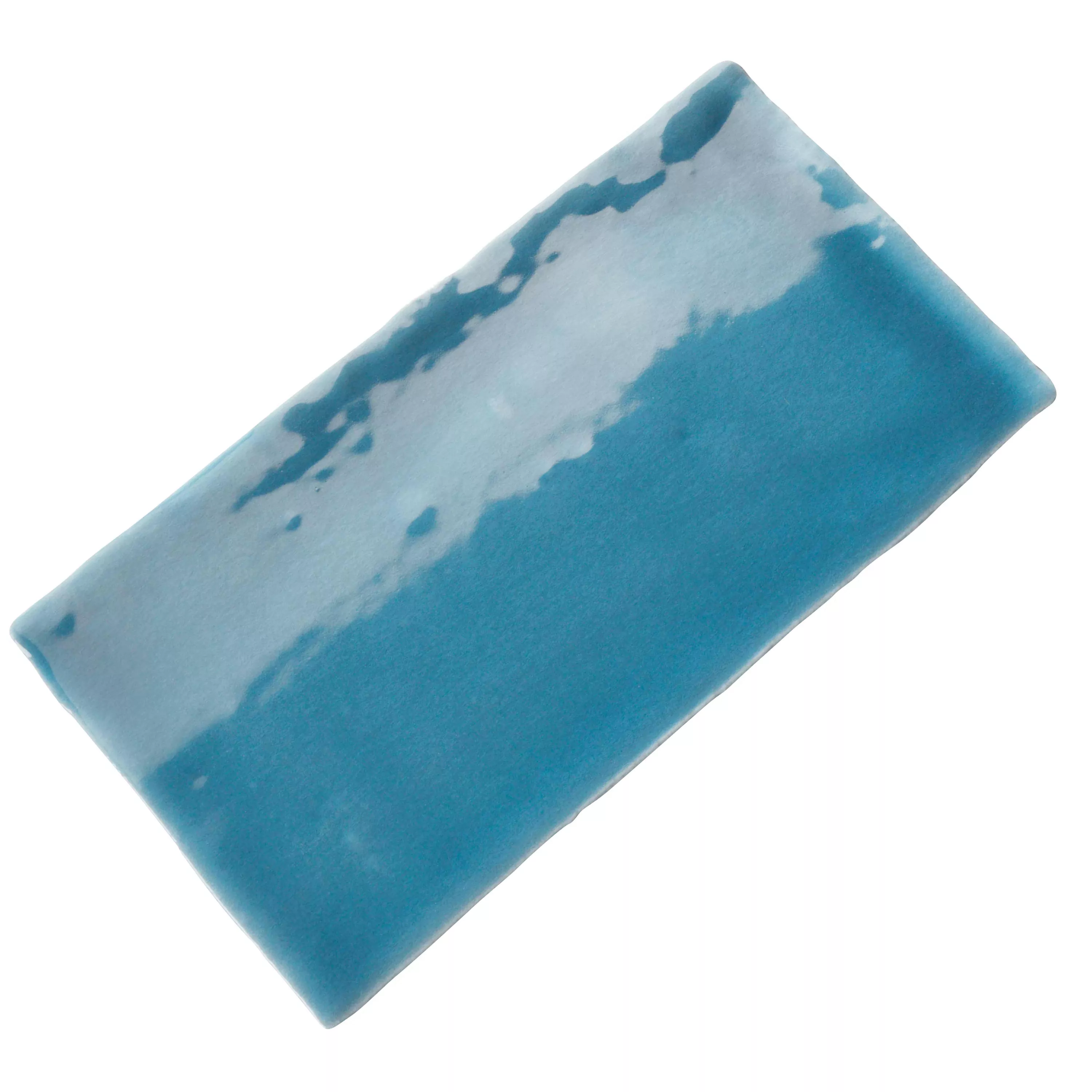 Muster Wandfliese Algier Handgemacht 7,5x15cm Meerblau