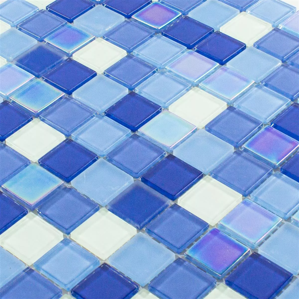 Mosaico Di Vetro Piastrelle Karlsruhe Blu Bianco