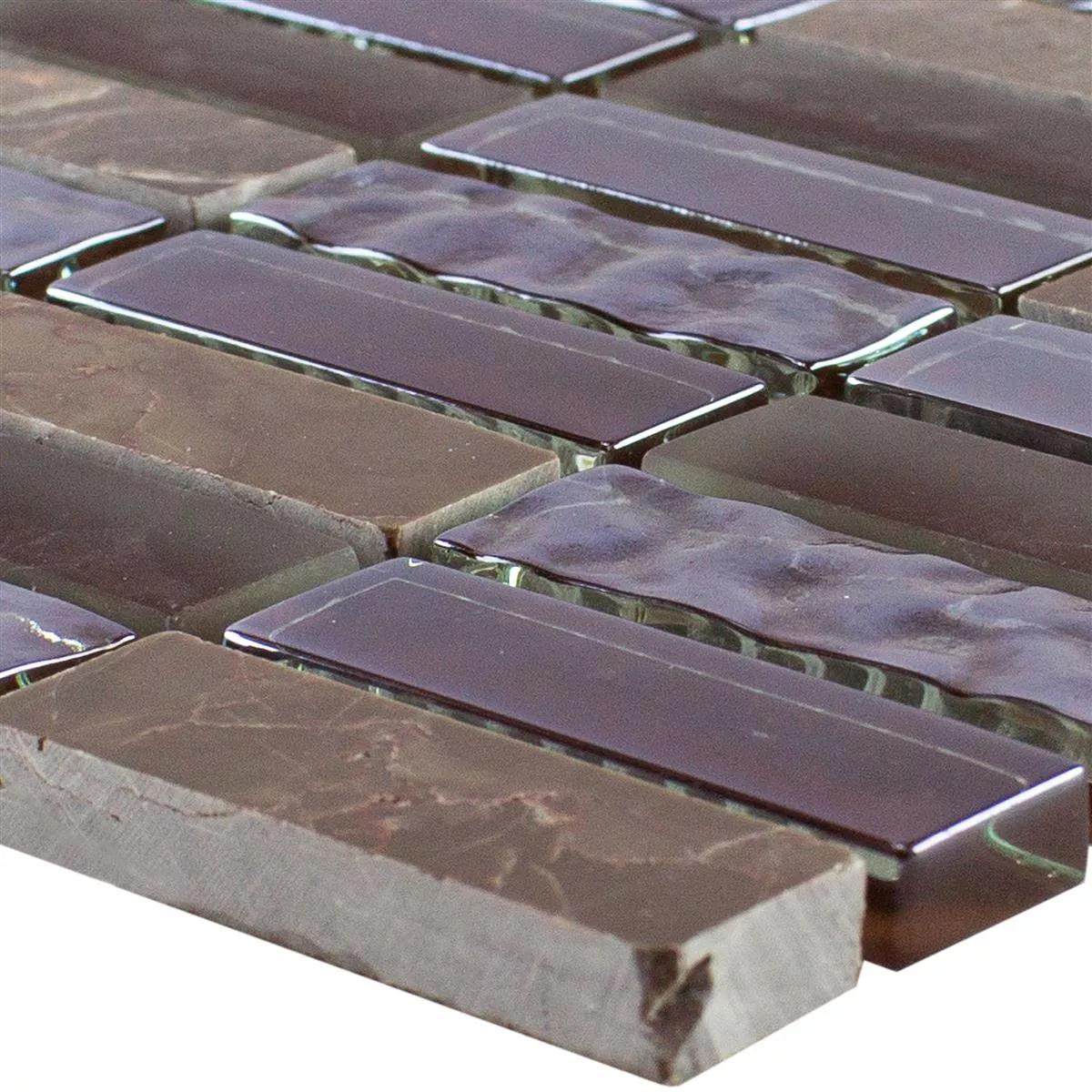 Glas Naturstein Mosaikfliese Mantra Braun