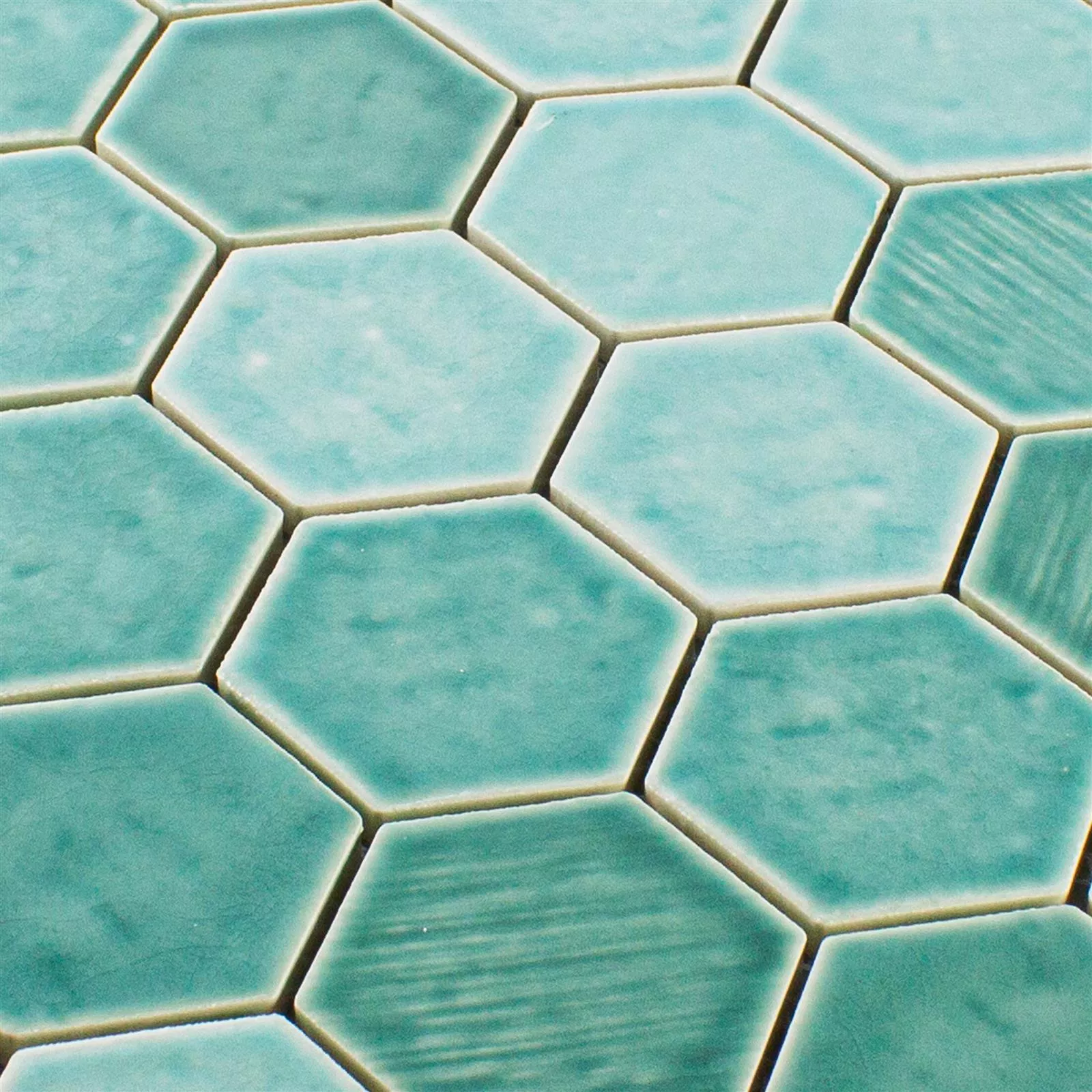 Céramique Mosaïque Carrelage Roseburg Hexagone Brillant Turquoise