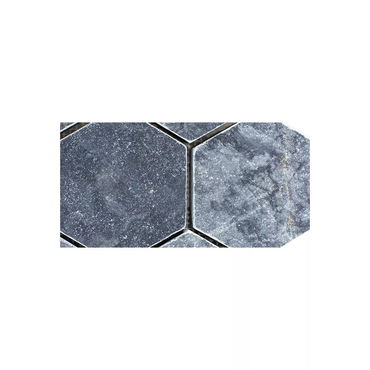 Campione Marmo Pietra Naturale Mosaico Maracay Esagono Nero