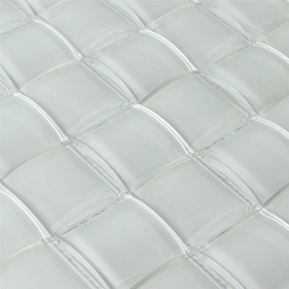 Mosaico Vetro Piastrella 3D Effetto Bianco Uni