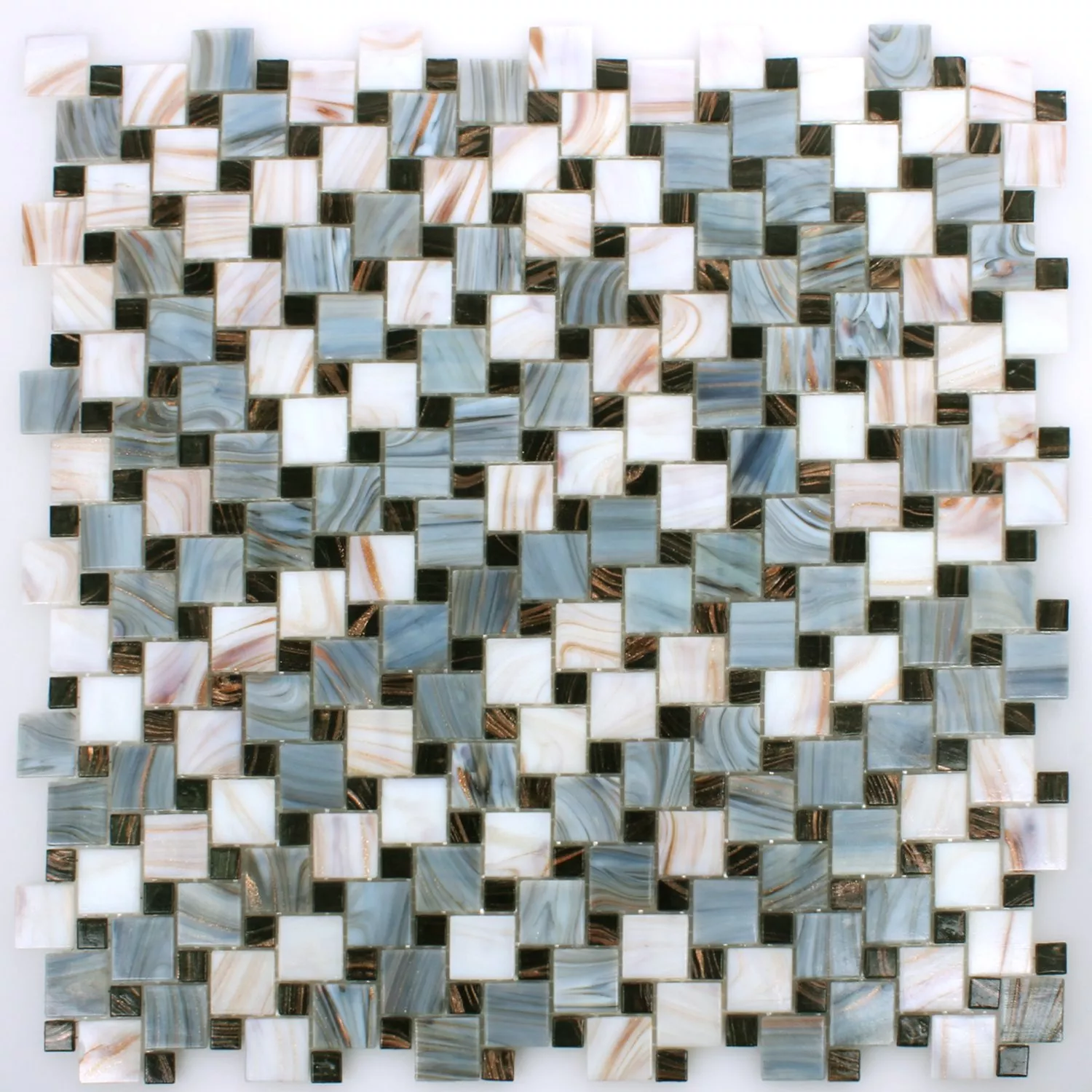 Mosaikfliesen Glas Tahiti Grau Weiss