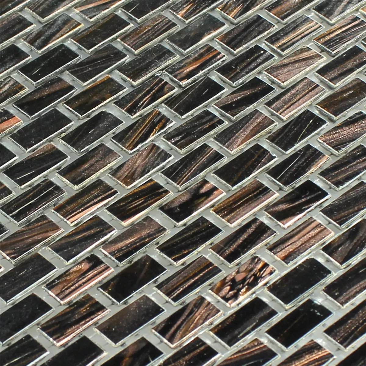 Muster von Glasmosaik Goldstar Braun Mini Brick