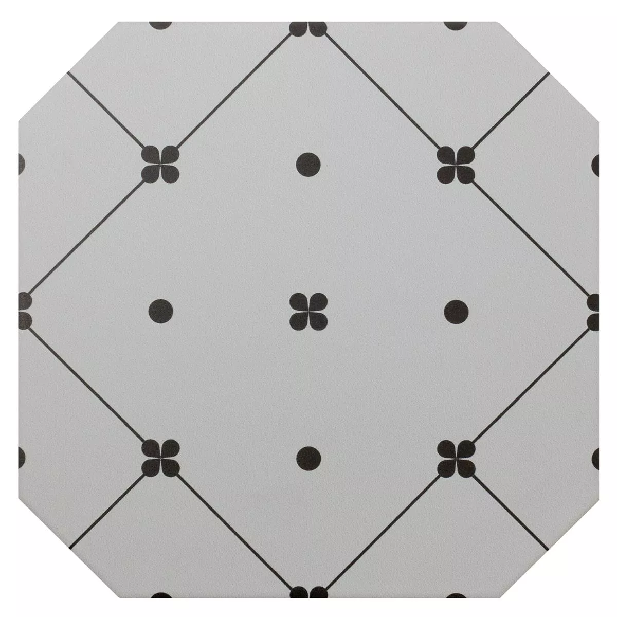 Feinsteinzeug Fliesen Genexia Schwarz Weiß Decor 3 Octagon 20x20cm