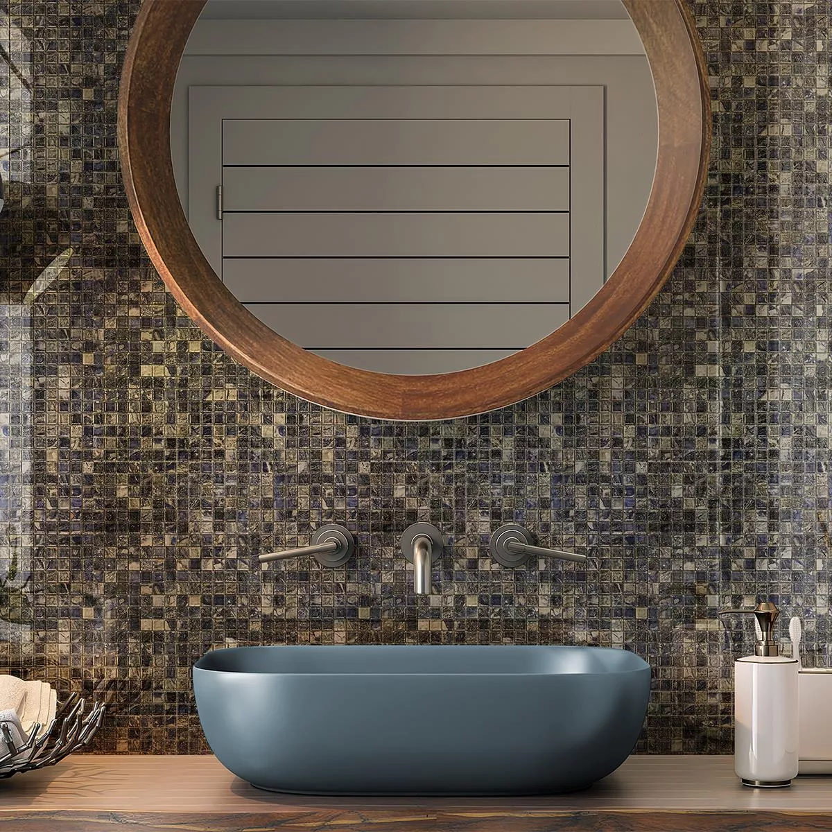 Ceramica Mosaico Piastrelle Elysium Marmo Ottica Blu Scuro 12