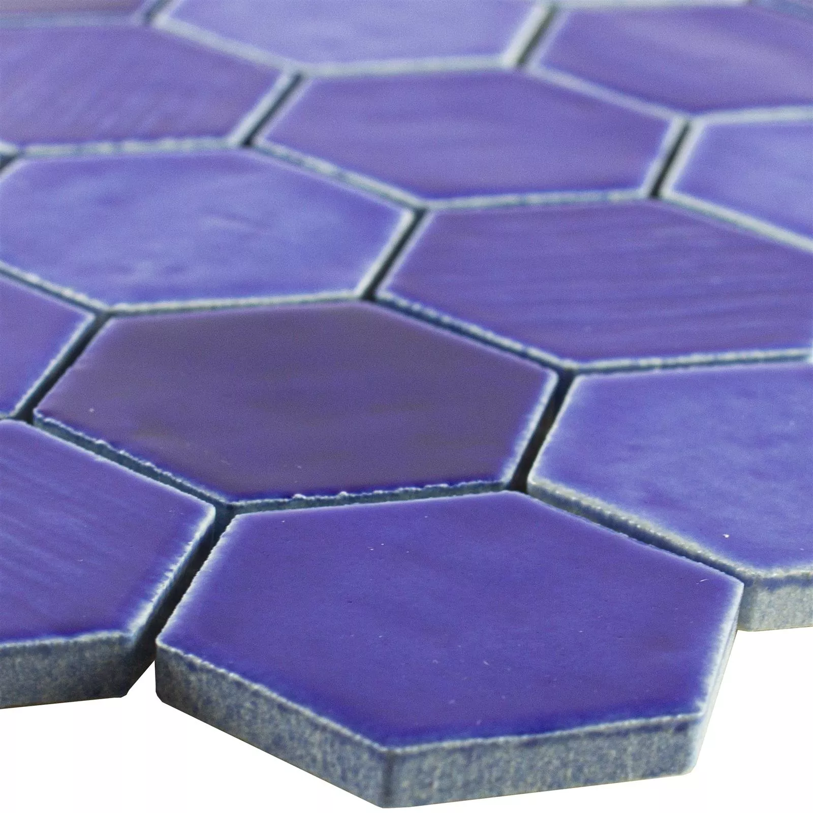 Ceramica Mosaico Roseburg Esagono Lucida Blu