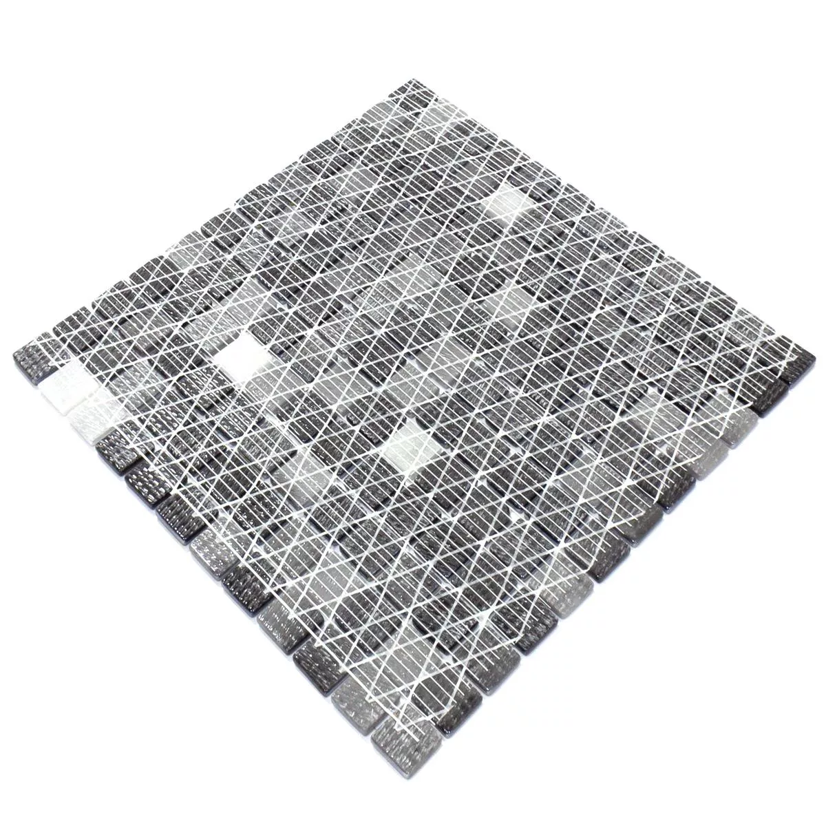 Campione Mosaico Di Vetro Piastrelle Silvertown Antracite Metallic 25x25mm