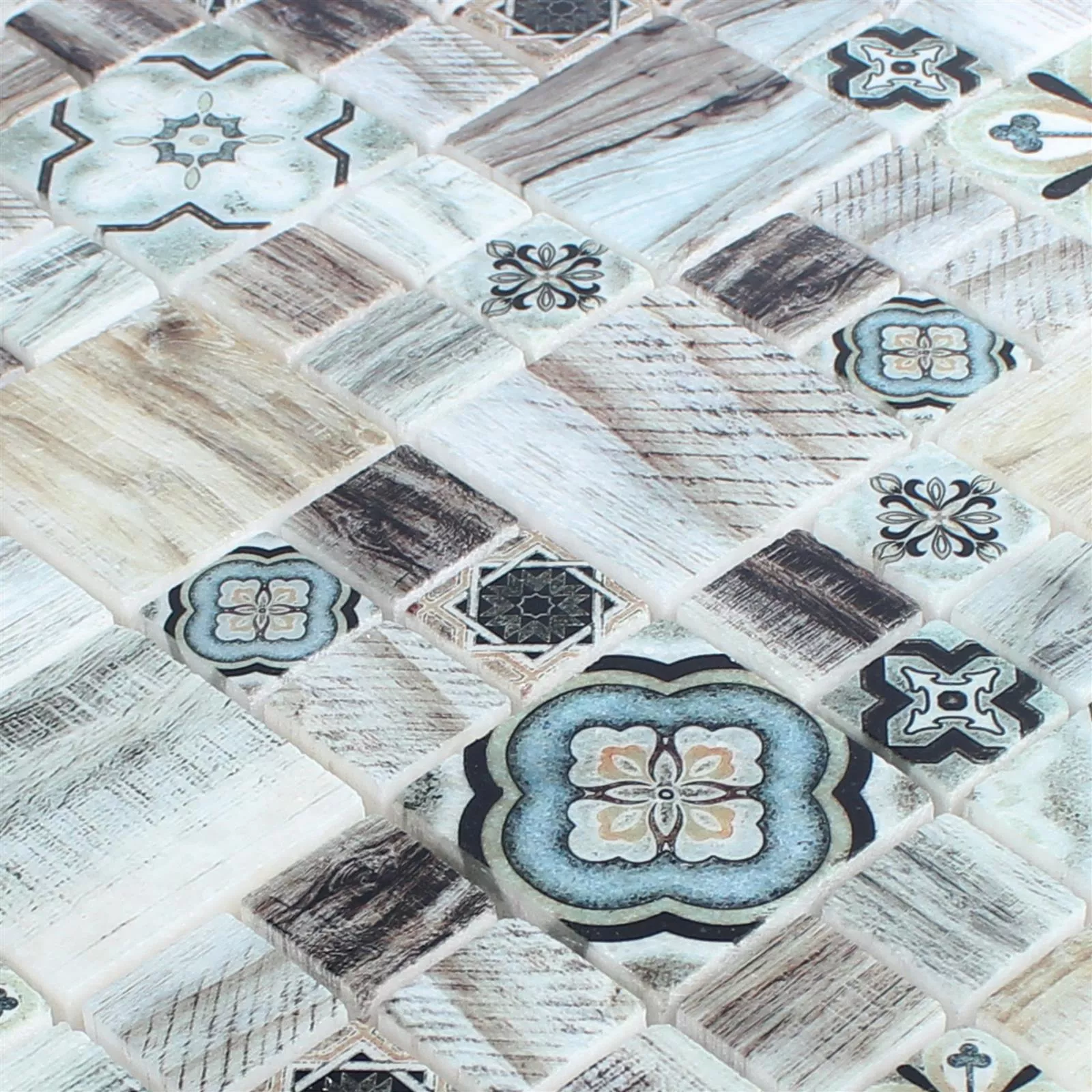 Muster von Marmor Naturstein Holzoptik Mosaik Fliesen Portland Hellbraun Mix