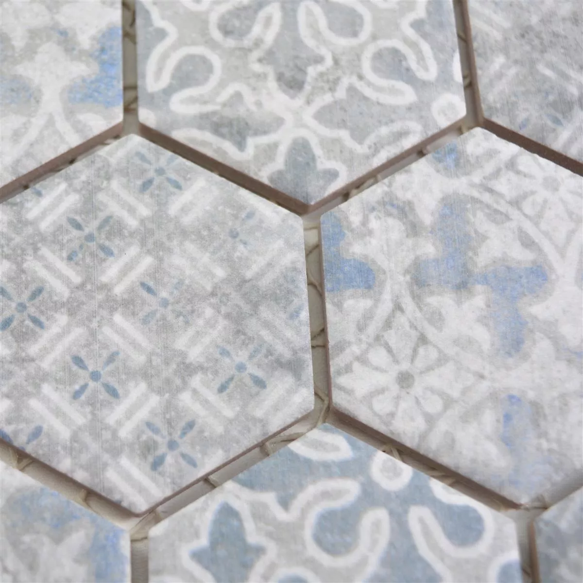 Ceramica Mosaico Retro Piastrelle Lawinia Esagono Blu