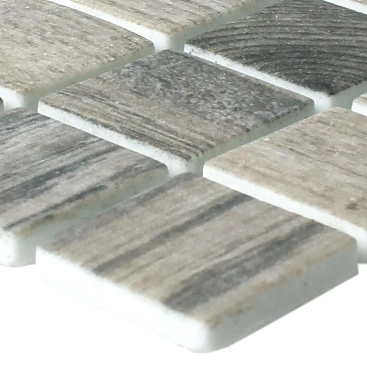 Campione Mosaico Vetro Valetta Struttura Legno Grigio Beige