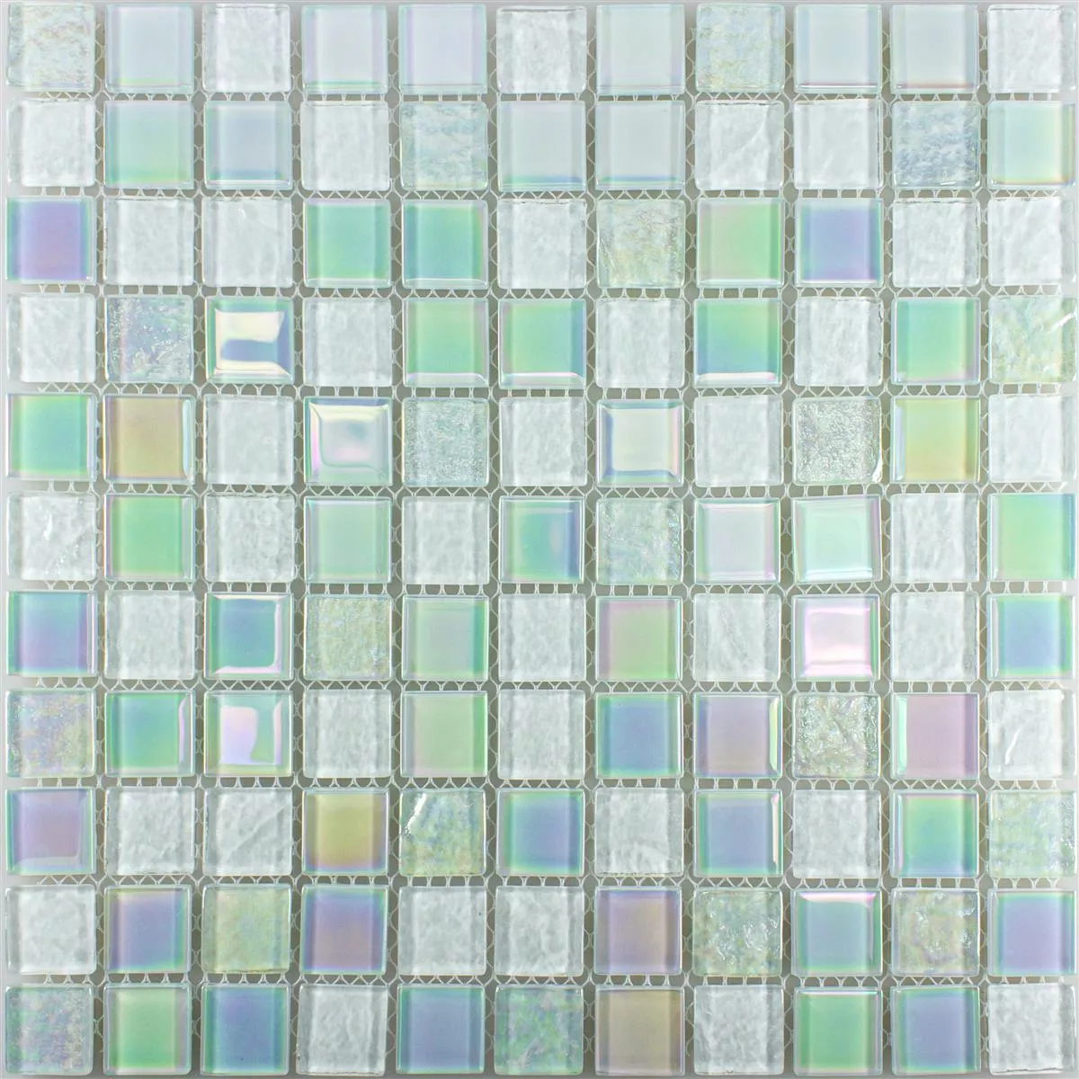 Muster von Glasmosaik Fliesen Perlmutt Effekt Manor Weiß