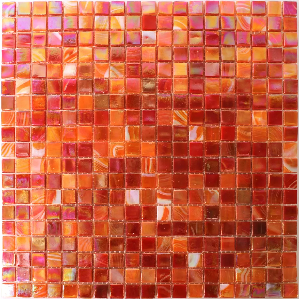 Mosaico Vetro Piastrella Madreperla Effetto Rosso Mix