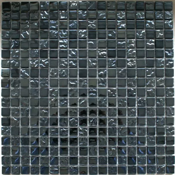 Glasmosaik Fliesen Schwarz Metall Getrommelt