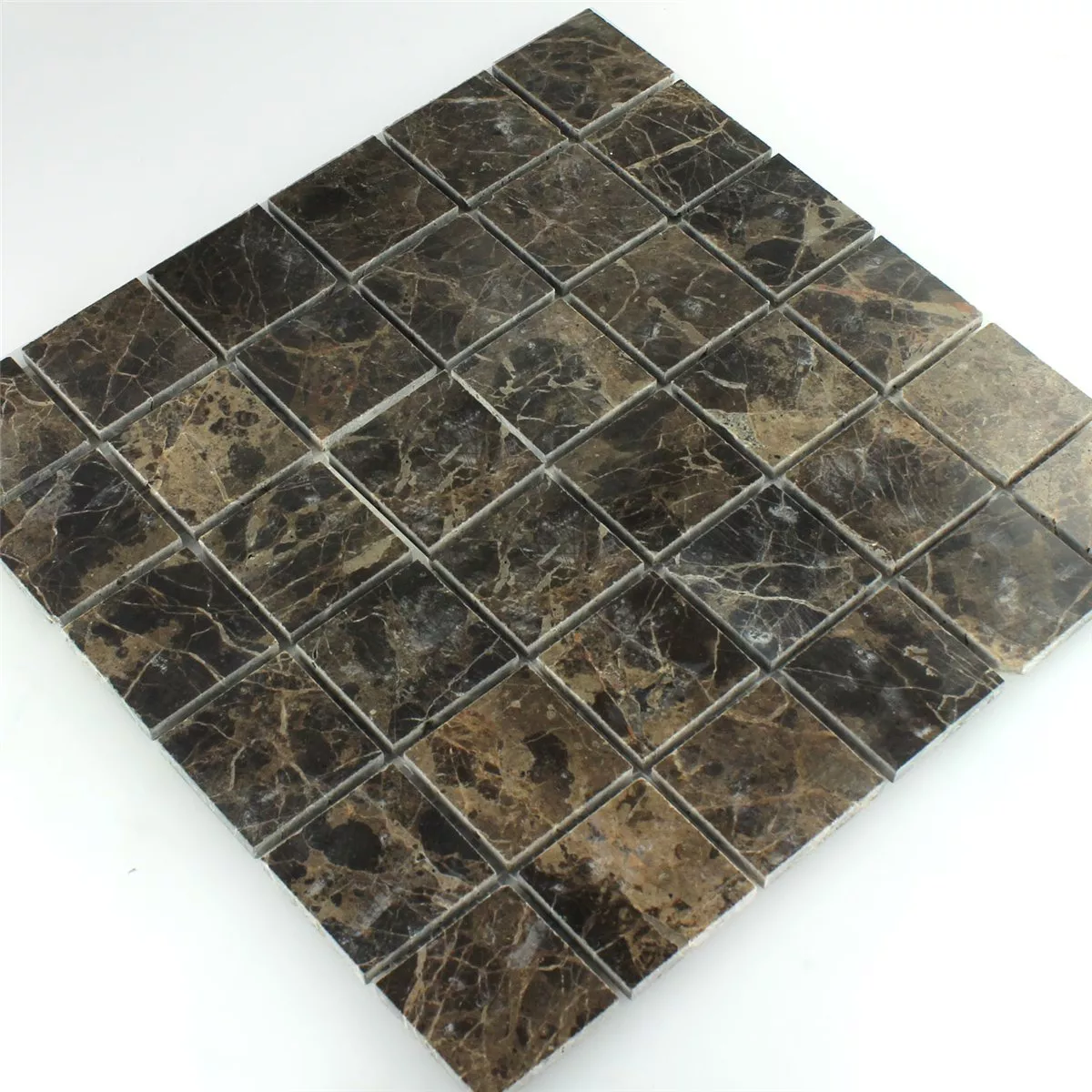 Mosaikfliesen Marmor Braun Poliert 48x48x7,5mm