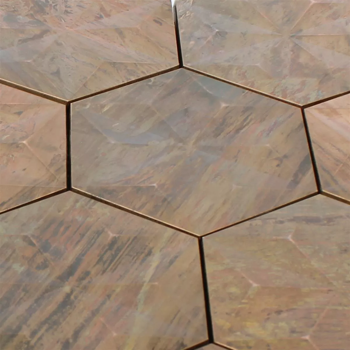 Muster von Metall Kupfer Mosaikfliesen Myron Hexagon 3D