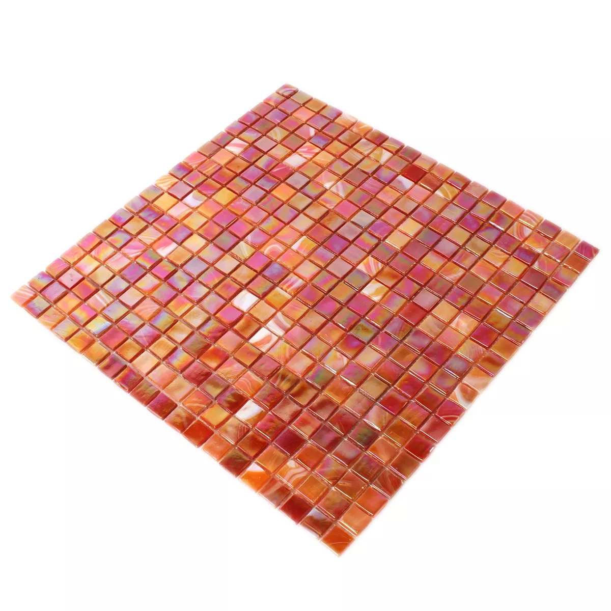 Mosaico Vetro Piastrella Madreperla Effetto Rosso Mix