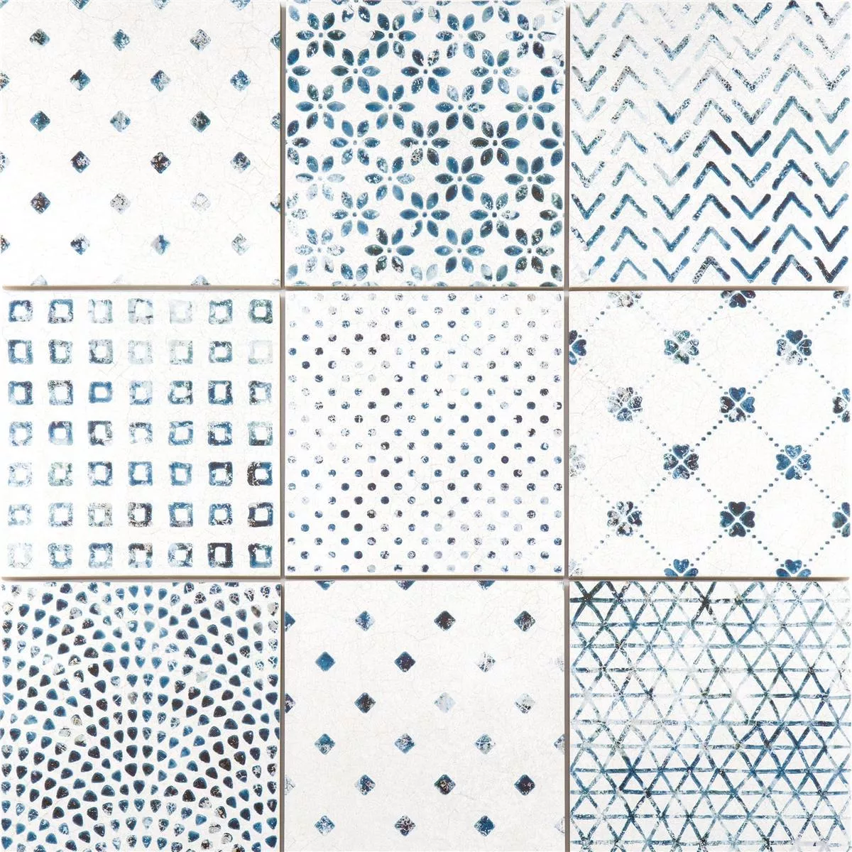 Carrelage Sol Et Mur Talia Optique Rétro Bleu 18,5x18,5cm Carrelage Sol Et Mur Talia Optique Rétro Bleu 18,5x18,5cm