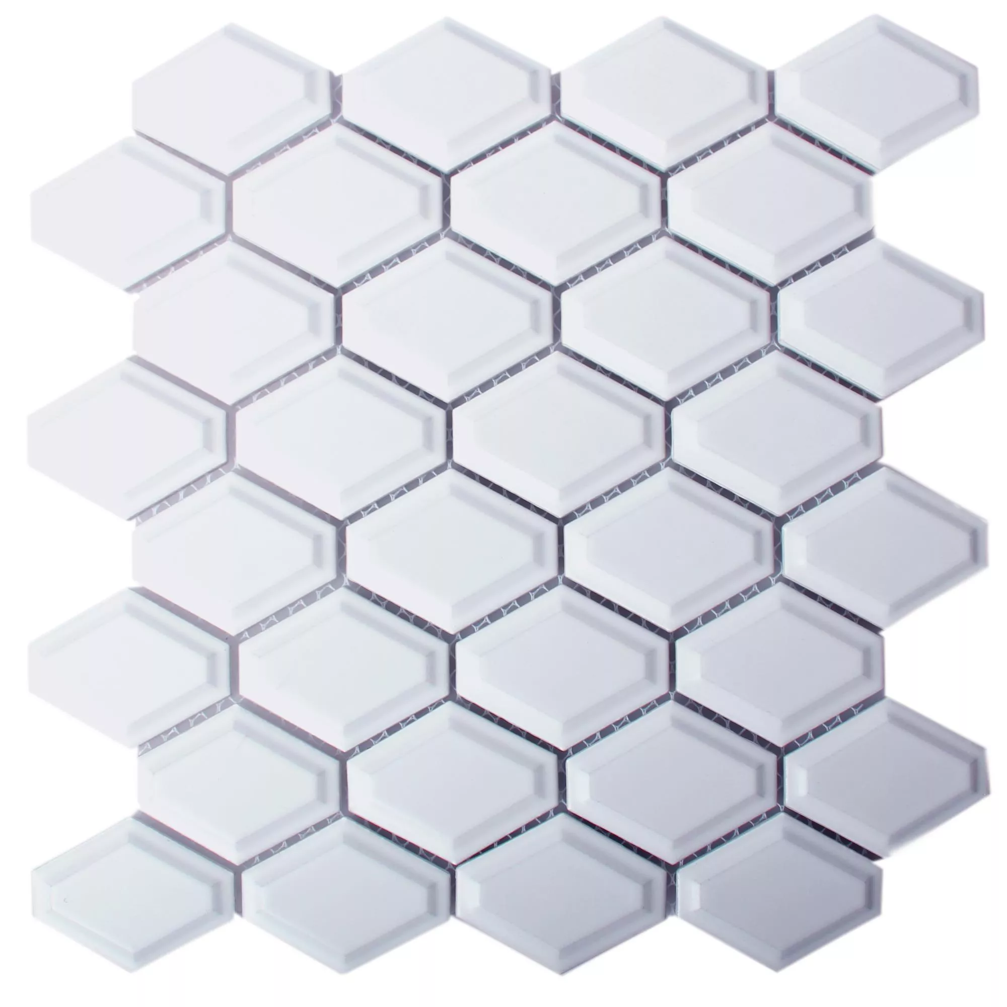 Muster von Keramik Mosaikfliesen Leandro Metro Weiß Matt