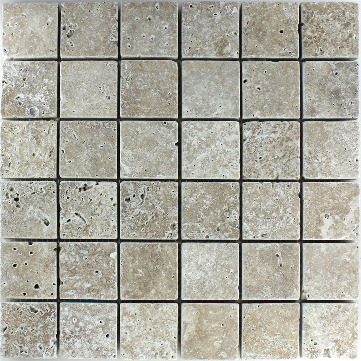 Mosaico Travertino Noce Naturale 48x48x10mm