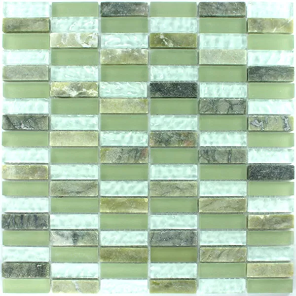 Mosaikfliesen Glas Marmor 15x48x8mm Grün Mix Sticks Mosaikfliesen Glas Marmor 15x48x8mm Grün Mix Sticks