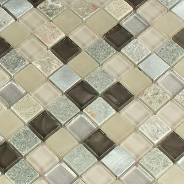 Alu Glas Naturstein Quarzit Mosaik Fliesen