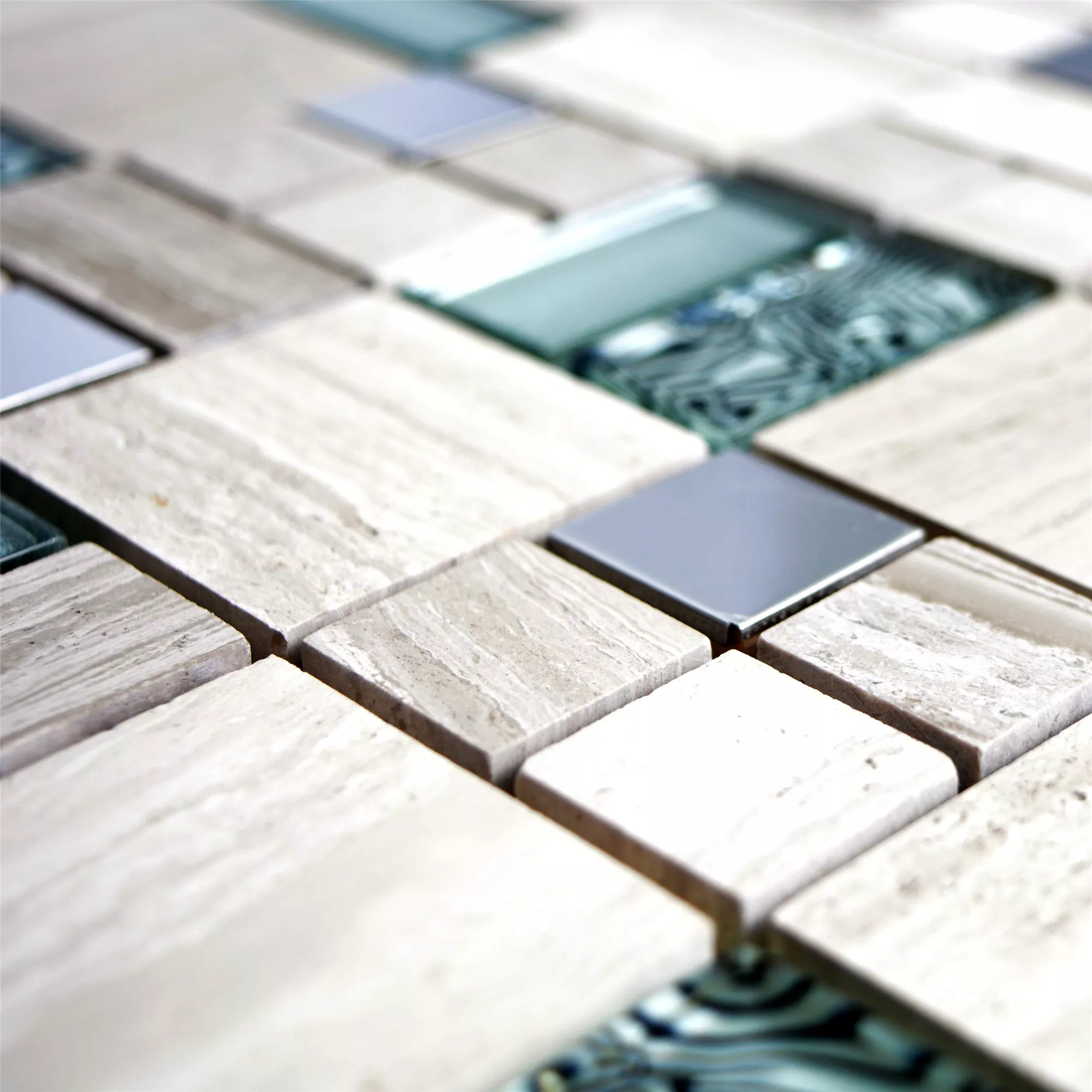 Muster von Glas Naturstein Metall Mosaikfliesen Tinkabell