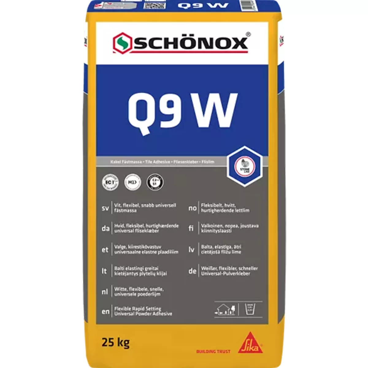 Fliesenkleber Schönox Q9 W Weiß Flexibler Universal Pulverkleber 25 KG